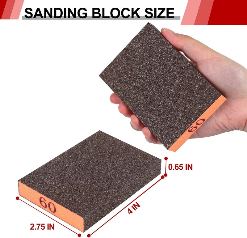 YNZDRWA 4 Pack Sanding Sponge, Washable and Reusable Sanding Blocks for Drywall Wood Metal Furniture, 60 Grit Sandpaper Block Assortment - Image 2